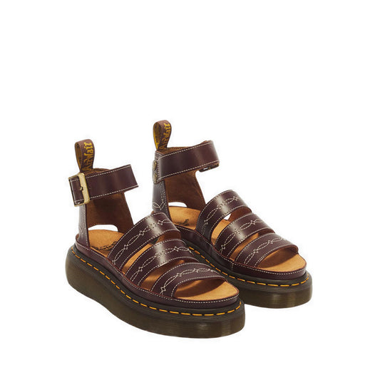 Clarissa Quad Rodeo 3 Strap Sandal Dark Brown Classic Pull Up