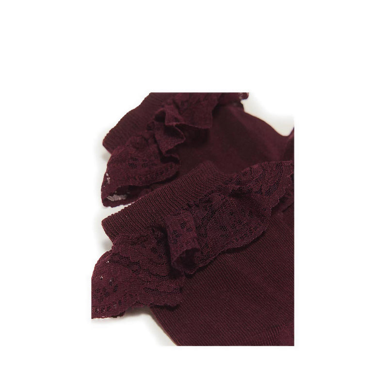 Frill Sock Burgundy Organic Cotton Blend