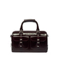 Oxford Rub Off Leather Top Handle Bag - Cherry Red