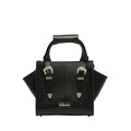 Small Leather Tote Bag with Buckle - Black