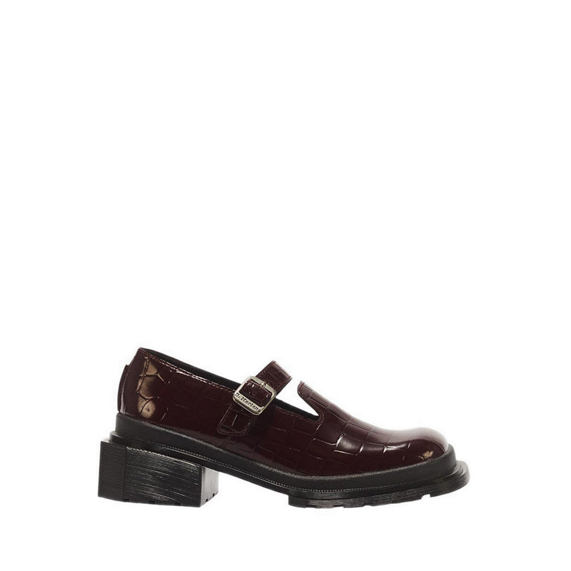 Maybole MJ Mary Jane Spiced Brown High Shine Croc Emboss