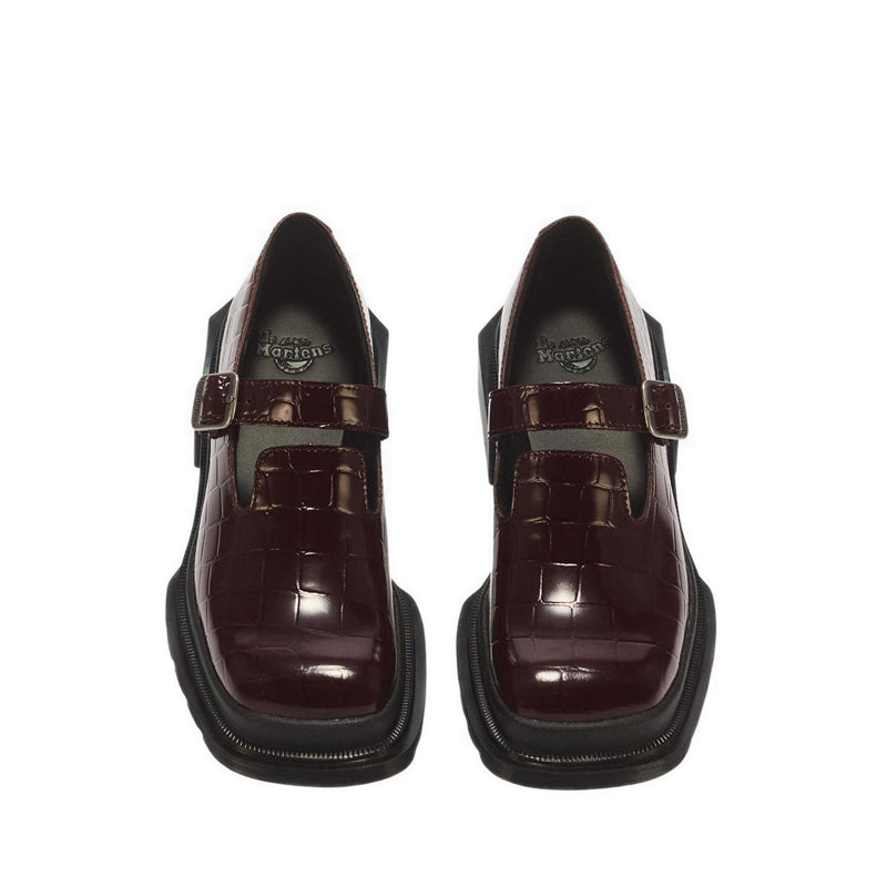 Maybole MJ Mary Jane Spiced Brown High Shine Croc Emboss