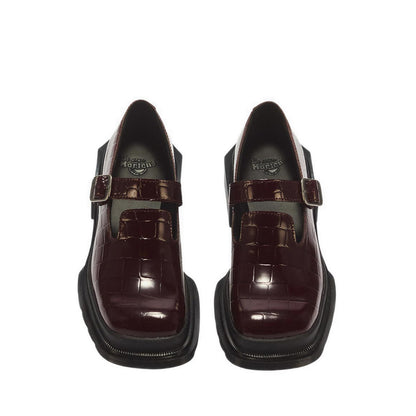 Maybole MJ Mary Jane Spiced Brown High Shine Croc Emboss
