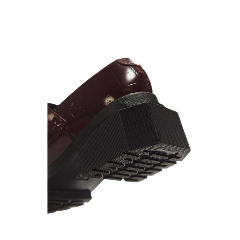 Maybole MJ Mary Jane Spiced Brown High Shine Croc Emboss