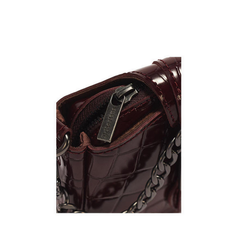Baguette Bag Spiced Brown High Shine Croc Emboss