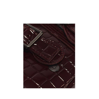 Baguette Bag Spiced Brown High Shine Croc Emboss