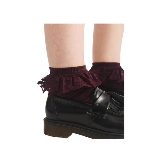 Frill Sock Burgundy Organic Cotton Blend
